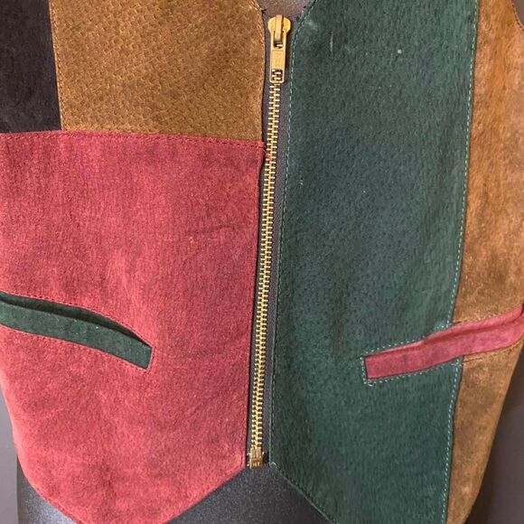 Genuine Leather Vintage Patchwork Vest - Picture 7 of 8